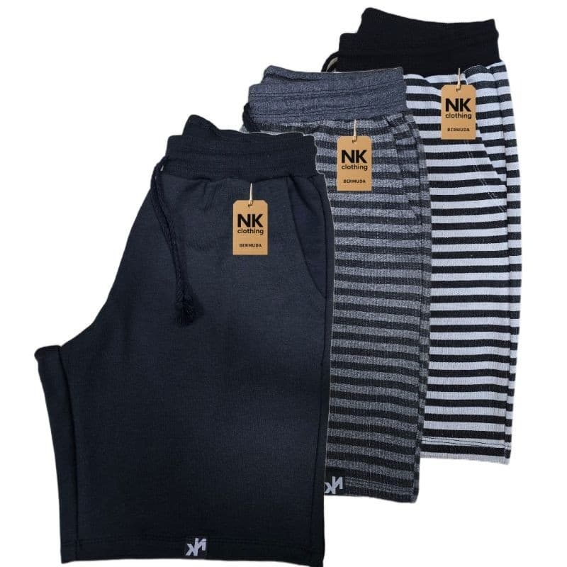 Kit 3 Bermuda Masculina Moletom Short Treino Academia Casual Com Amarração E Bolso Fundo