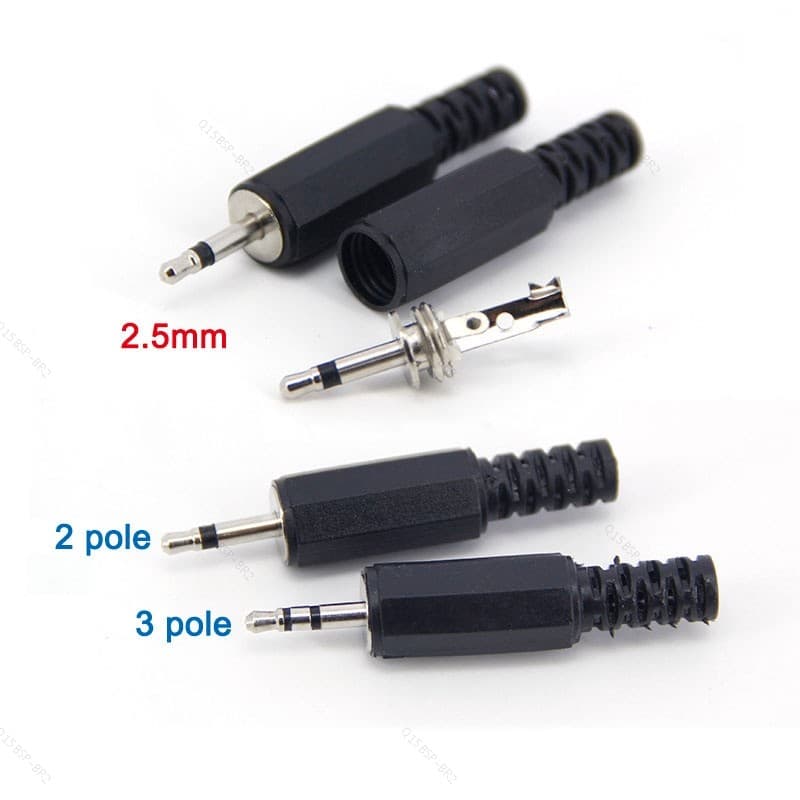 2.5mm Macho jack 2 3 Pólos Áudio Mono Estéreo Plug Cabo Conector De Soldagem Plugues BR15B2