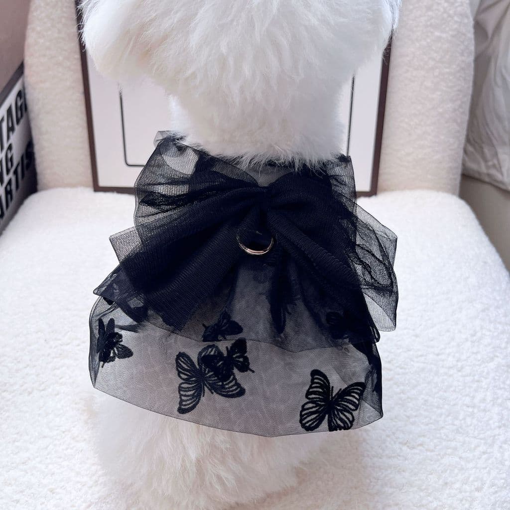 Vestido de Princesa de Tule Preto Fino para Primavera/Verão para Gatos e Cães Pequenos e Médios, Bichon, Pomeranian, Ted