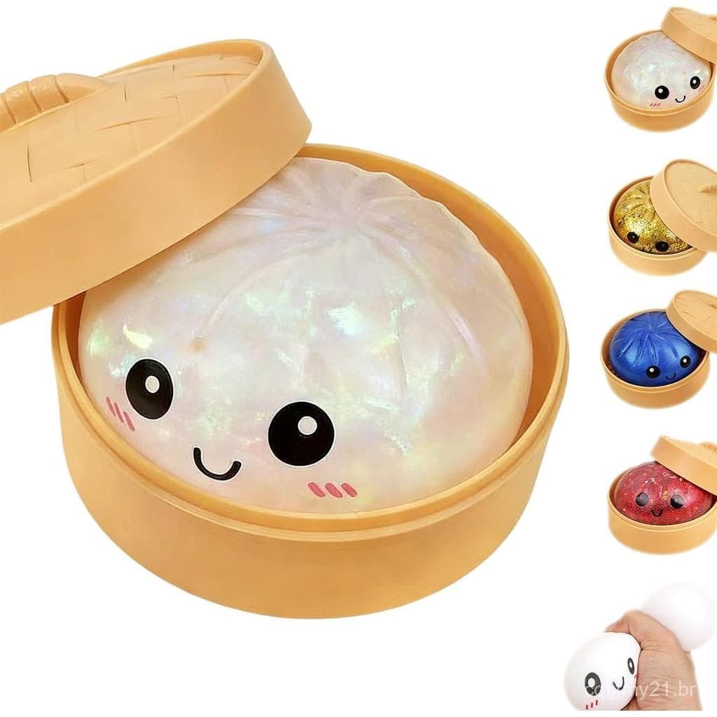 2026 Upgrade Caixa de Squishy Dumpling com Glitter, Squishy Dumpling, Fidget para Alívio da Ansiedade (Transparente) UCI