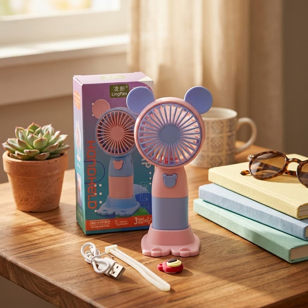 Mini Ventilador De Mão E Mesa USB Para Conforto Térmico Diário
