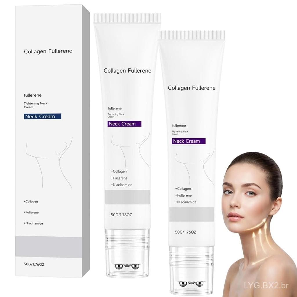 Creme Mágico para Pescoço com Colágeno e Fullerene, Firmador e Lifting para Pele Flácida, Peptídeos de Colágeno Antirrug