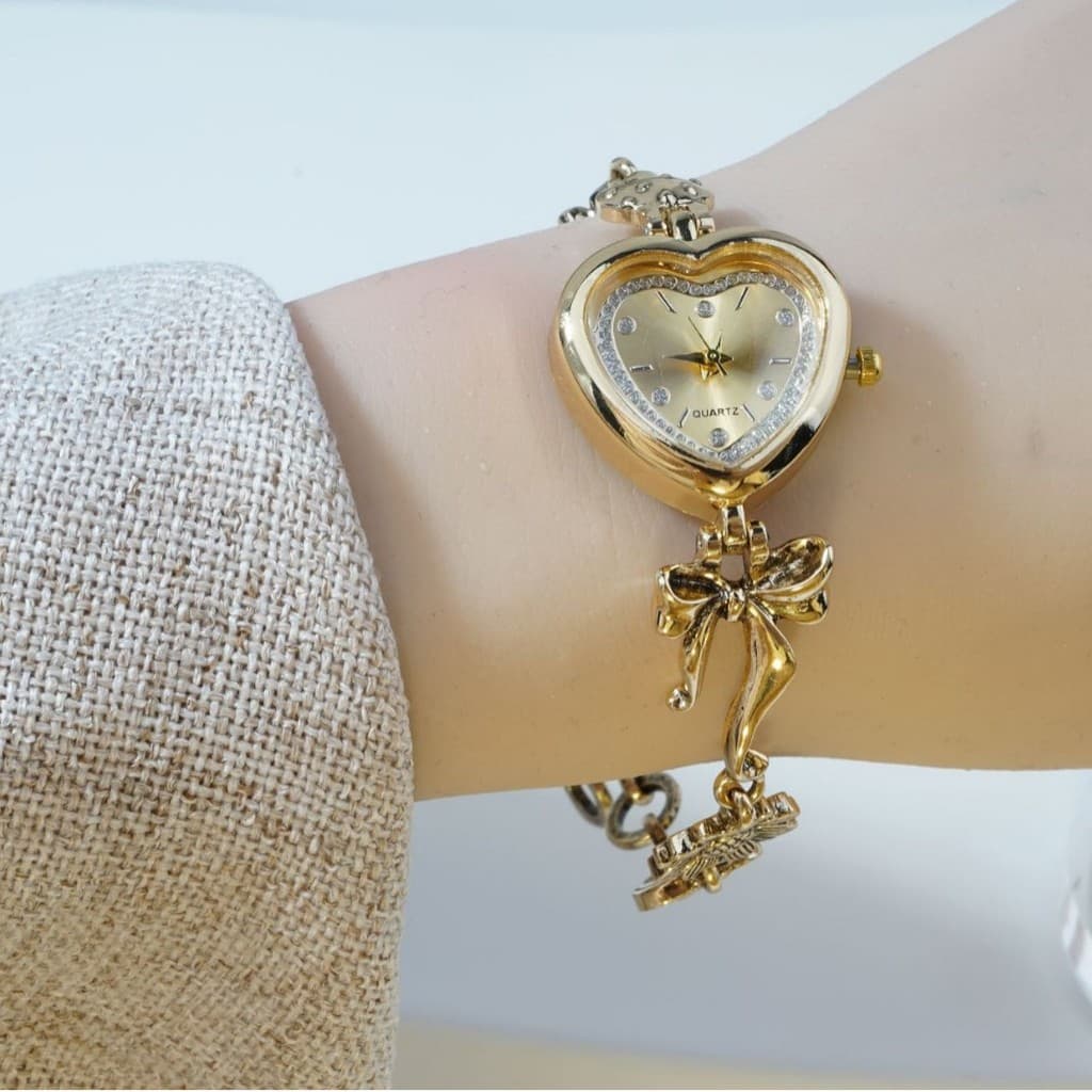 Retro amor pulseira relógio arco dourado flor moda feminina relógio retro 8PLA