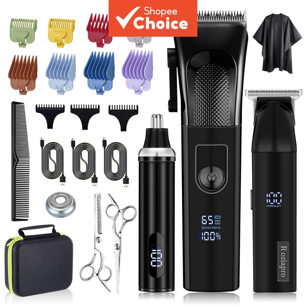 Kit de cortador de cabelo e aparador de pelos do nariz, aparador de barba multifuncional recarregável para homens