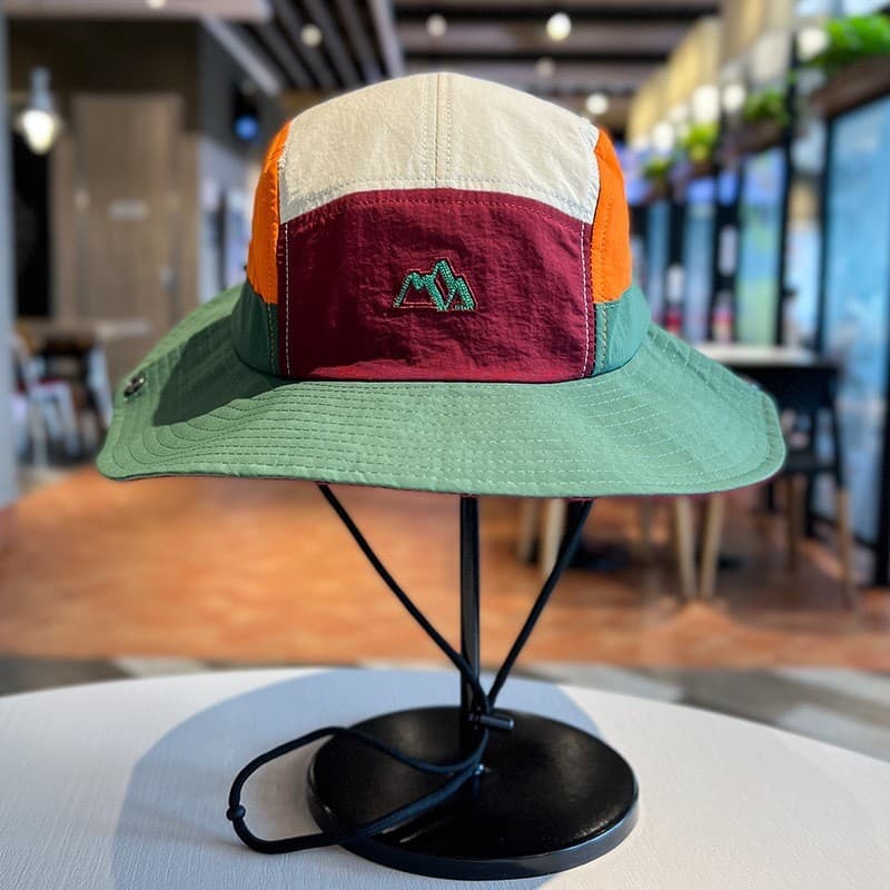 Estilo americano contraste cor balde chapéu feminino verão ao ar livre de secagem rápida respirável pára-sol caminhadas