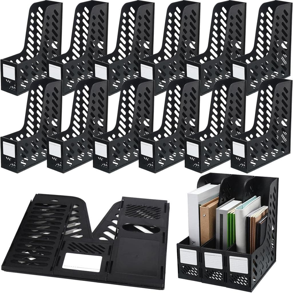 Pacote Com 12 Organizadores De Revistas Organizador De Fichário Para Mesa De Arquivo Vertical De Plástico Racks