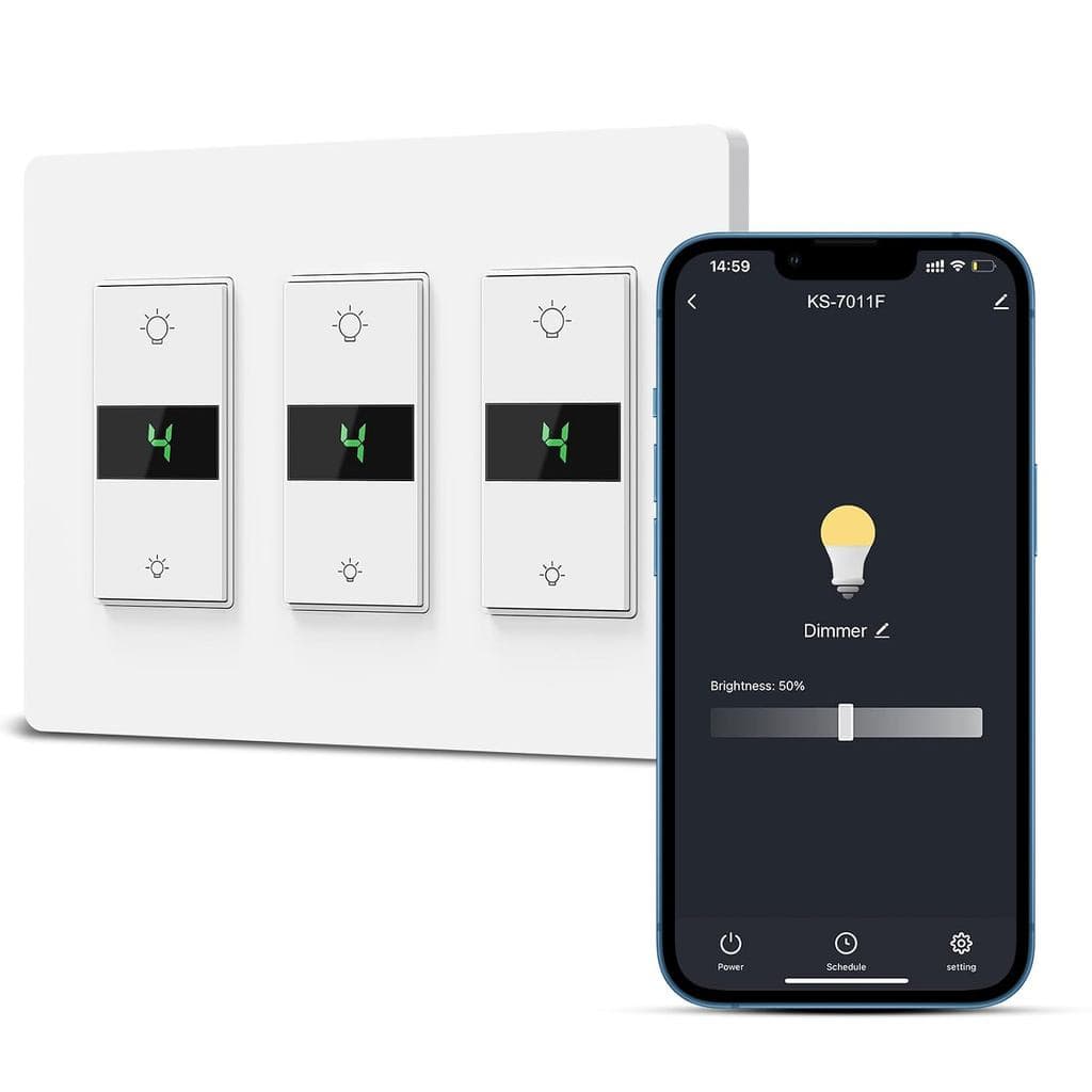 Interruptor Dimmer Inteligente Milfra 3 Gangues com Display Digital, Interruptor Dimmer Inteligente de 3 Vias de Polo Ún