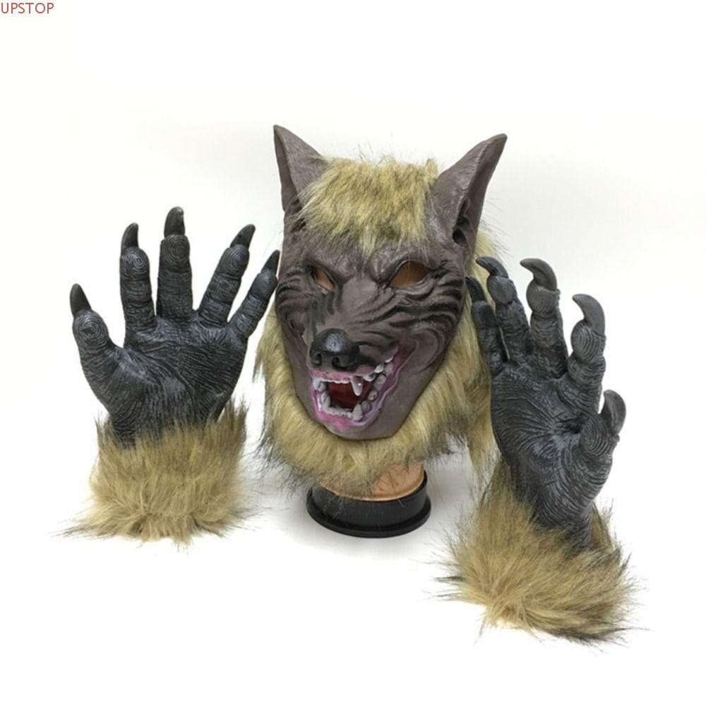 Cabeça De Lobo UPSTOP , Luvas De Lobisomem De Halloween Vívidas De Borracha , Fantasia De Látex De Cabelo Artificial