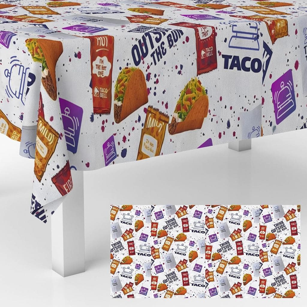 Toalha de Mesa com Tema Mexicano de Burrito, Quesadilla, Comida, Bebida, Taco e Cinco de Mayo para Decorações de Anivers