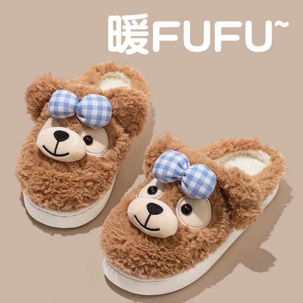 | slippers | ♙Bonito Duffy urso chinelos de algodão feminino casa chinelos de algodão feminino forro chinelos de algodão