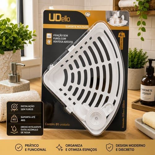 Suporte Multiuso Ventosa Adesiva Forte Fixacao Branco Organizador Pratico Duravel