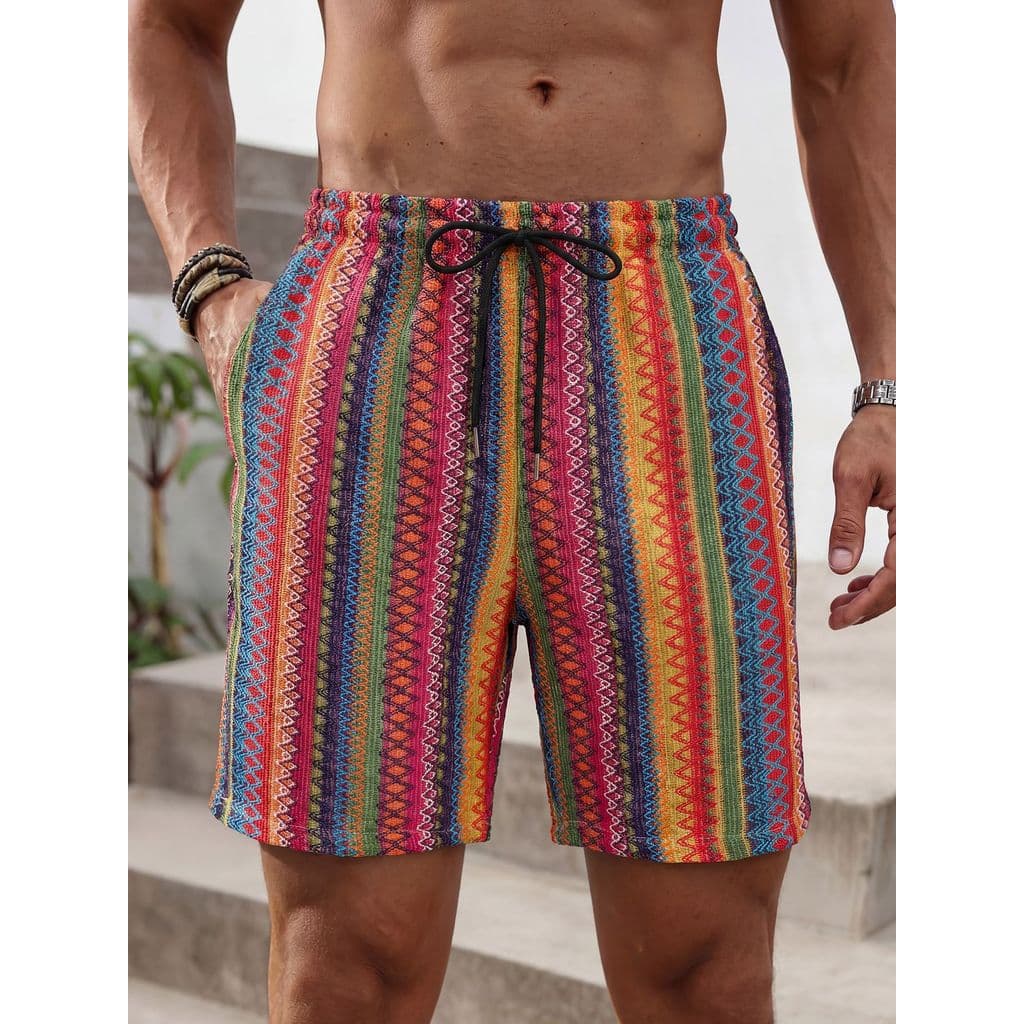 2026 verão novo estilo Shorts masculinos de malha Jacquard calças casuais calças de cinco pontos