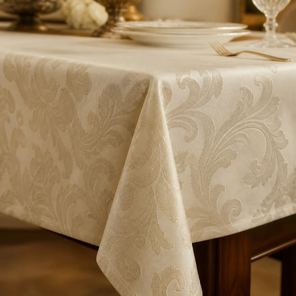 Toalha De Mesa Luxo 6 Lugares Jacquard Original Tecido Grosso 2,00m x 1,40m