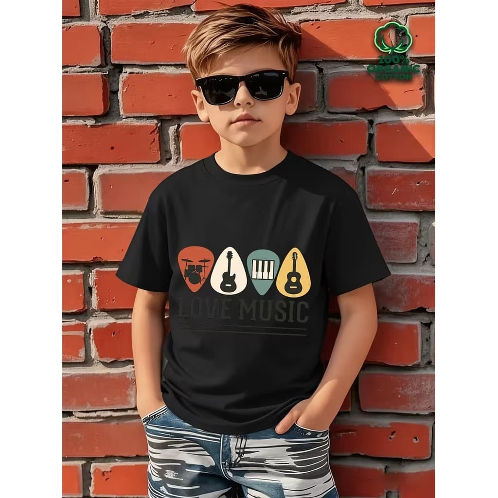 Camiseta Infantil Love Music - Estampas Exclusivas para Crianças 100% Algodão Unissex Menino E Menina