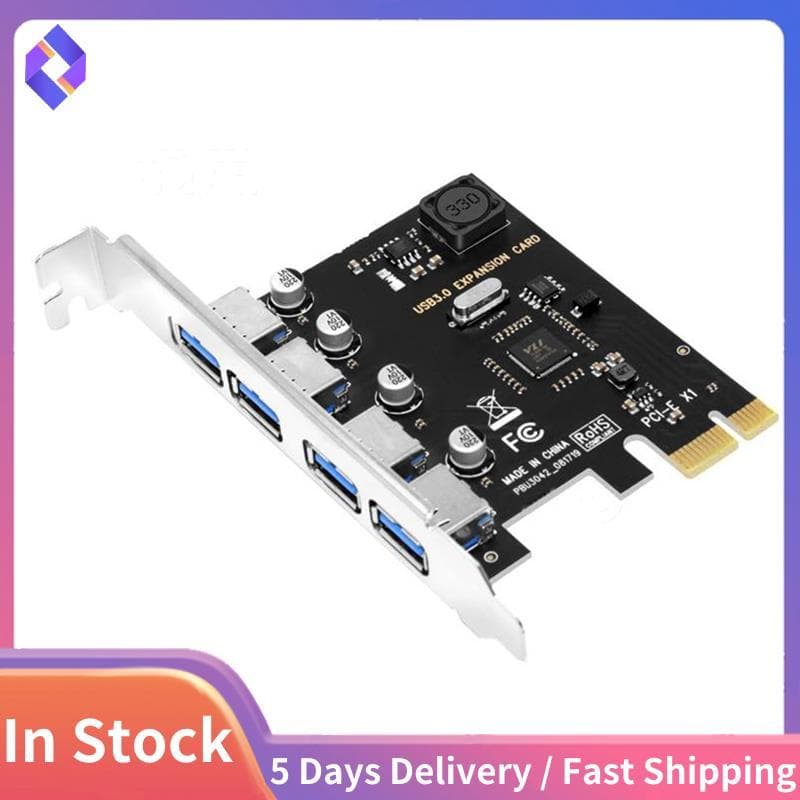 Placa De Expansão PCI-E USB 3.0 De 4 Portas Express PCIe HUB Adaptador USB3.0 Controlador USB3.0