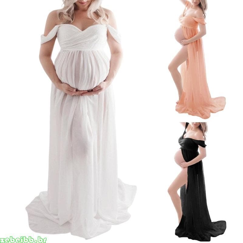 zebeibb Vestido Para Fotografia De Maternidade Em Tecido De Poliéster Roupa Confortável Retrato