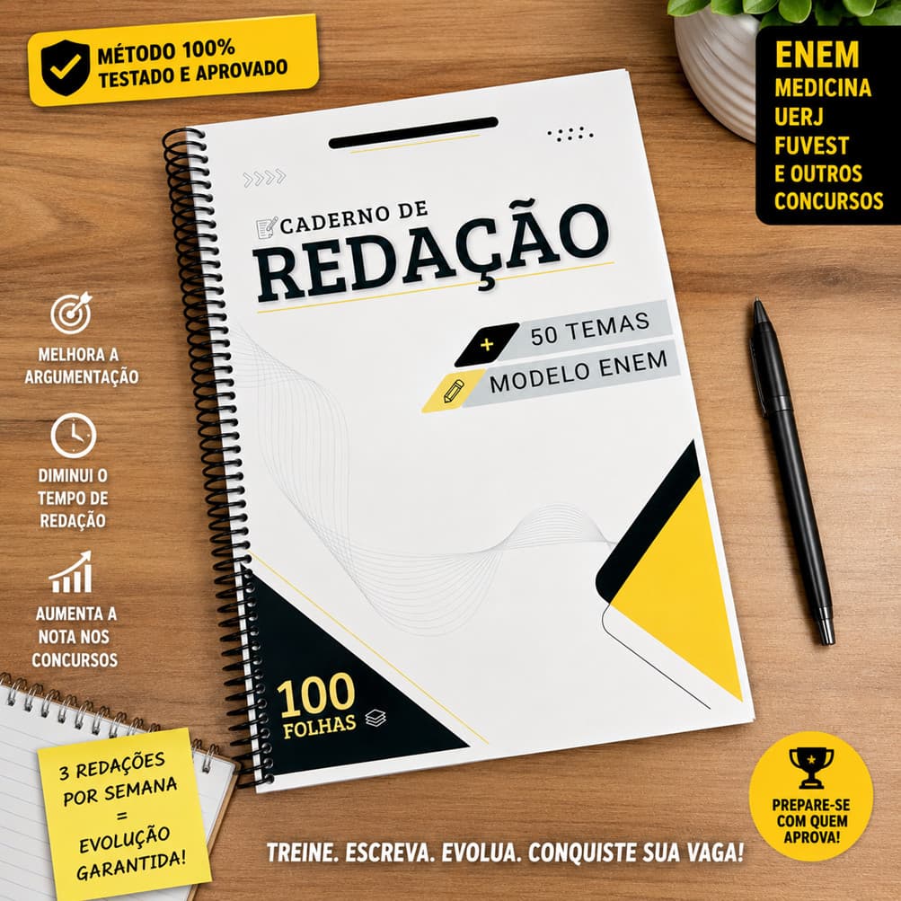 Caderno de Redação ENEM Método Aprovado Treino de Dissertação Argumentativa Medicina UERJ Fuvest Concursos