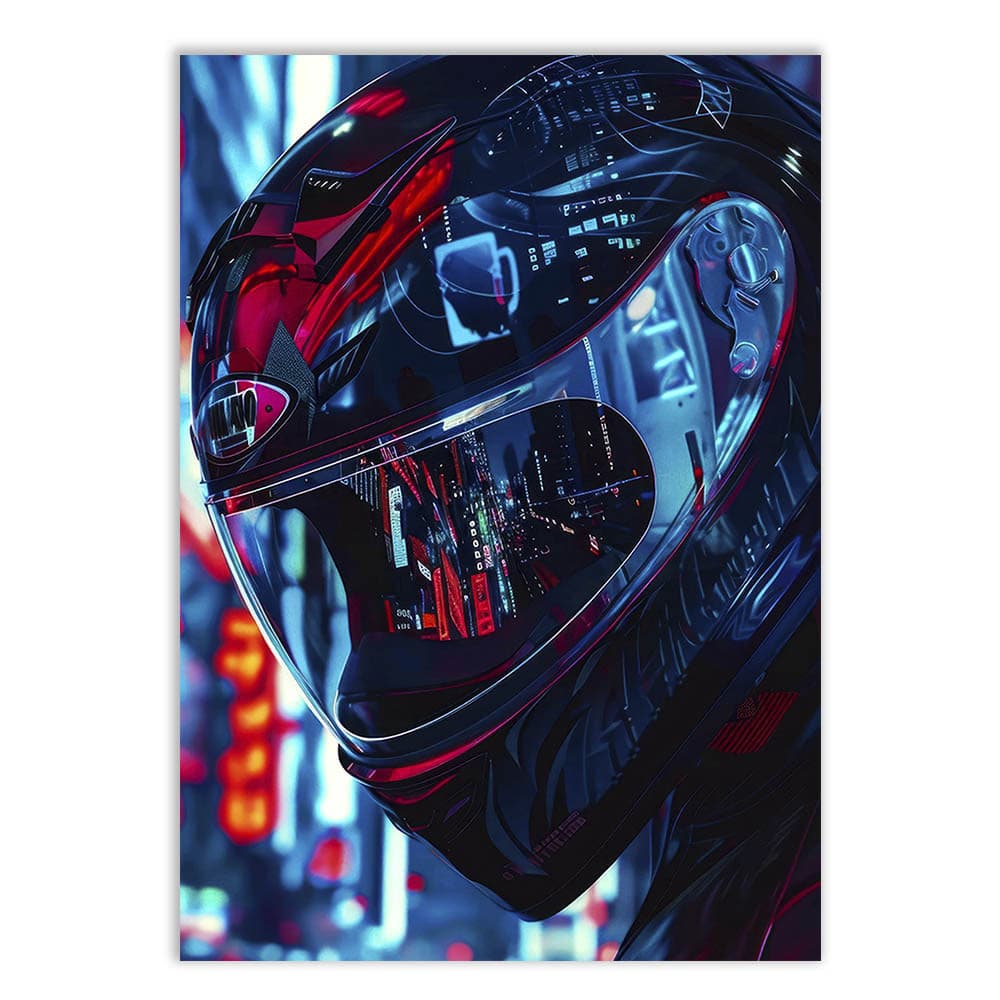 Placa Quadro Decorativo Placa Moto Motoqueiro Capacete Ilustração Cidade Quadro Decorativo Decoracao Sala Quarto Parede