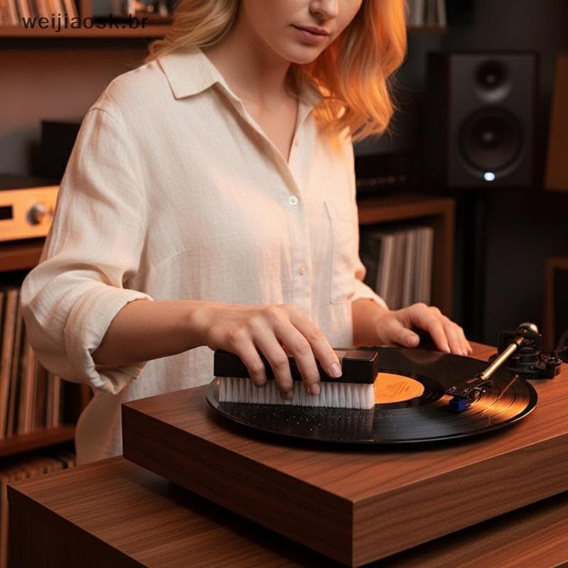 wei Kit De Escova De Limpeza De Agulha Giratória , Disco De Vinil , Ferramenta Portátil Profunda Para DJ E Coleção Audió