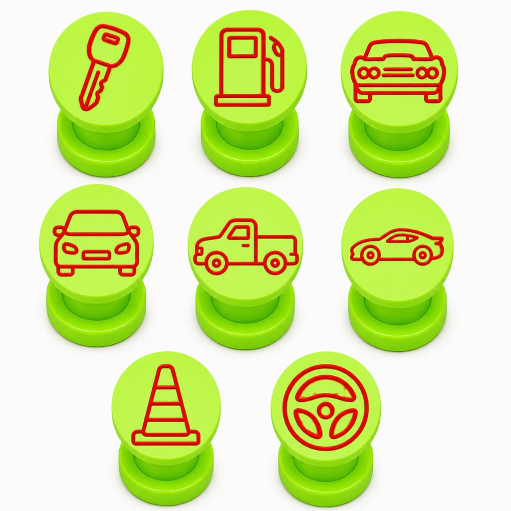 Kit 8 Carimbos para Doces Tema Carros, Corrida, Festa Infantil, Docinhos Personalizados e Brigadeiros