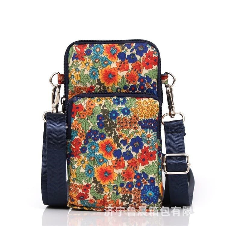 Bolsa de Telefone em Tecido Floral para Idosas, Mini Bolsa Pequena, Bolsa Transversal de Tecido, Bolsa de Pulso para Tel