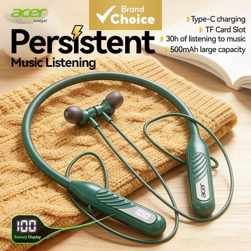 Fones De Ouvido Acer OHR635 Sem Fio Montados No Pescoço Bluetooth 5.4 HD Com Cancelamento De Ruído À Prova D'água HiFi S