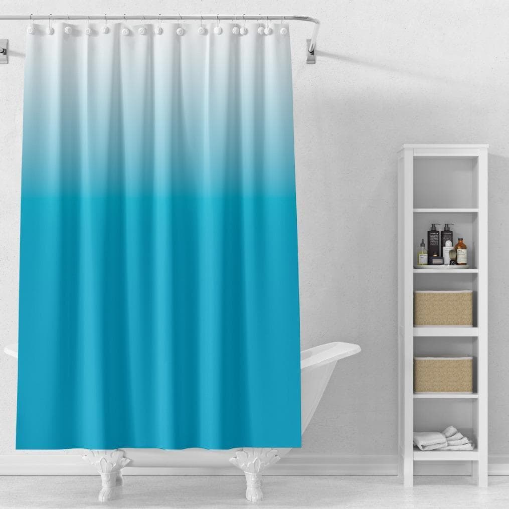 Cortina de banho com efeito degradê 180x180 cm, separação entre área seca e molhada, cores aleatórias
