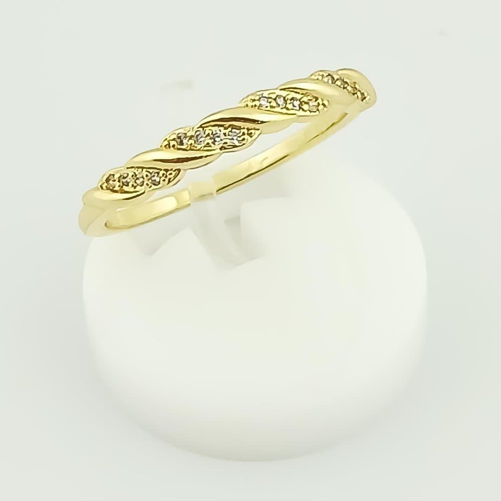 Anel Torcido Cravejado Banhado a Ouro 18k 14