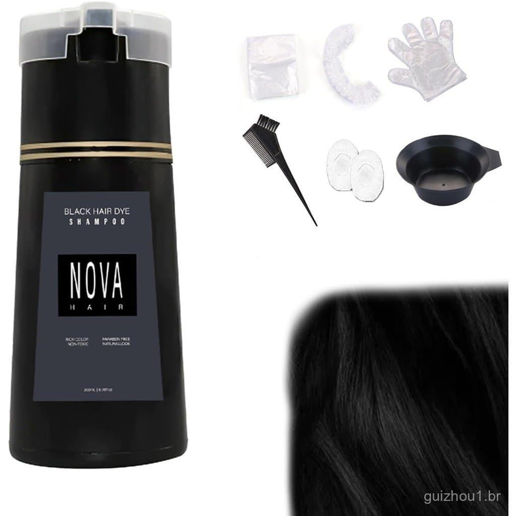 Shampoo Tintura de Cabelo Nova, Shampoo Tintura Instantânea Nova Hair, Shampoo Tintura de Cabelo Nova Hair, Tryn