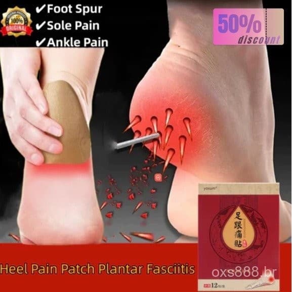 12 Peças/1 Caixa Adesivo para Alívio da Dor no Calcanhar, Fasciíte Plantar, Remoção de Esporão Ósseo, Inflamação VYIF