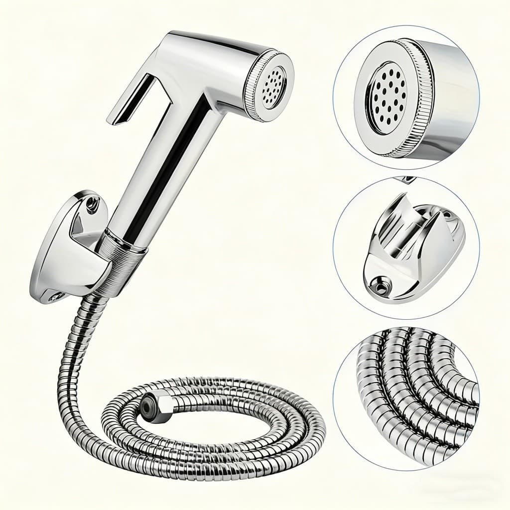 Ducha Higiênica Para Banheiro Completa Luxo Inox Núcleo Da Válvula De Cobre 1,2m Chuveirinho