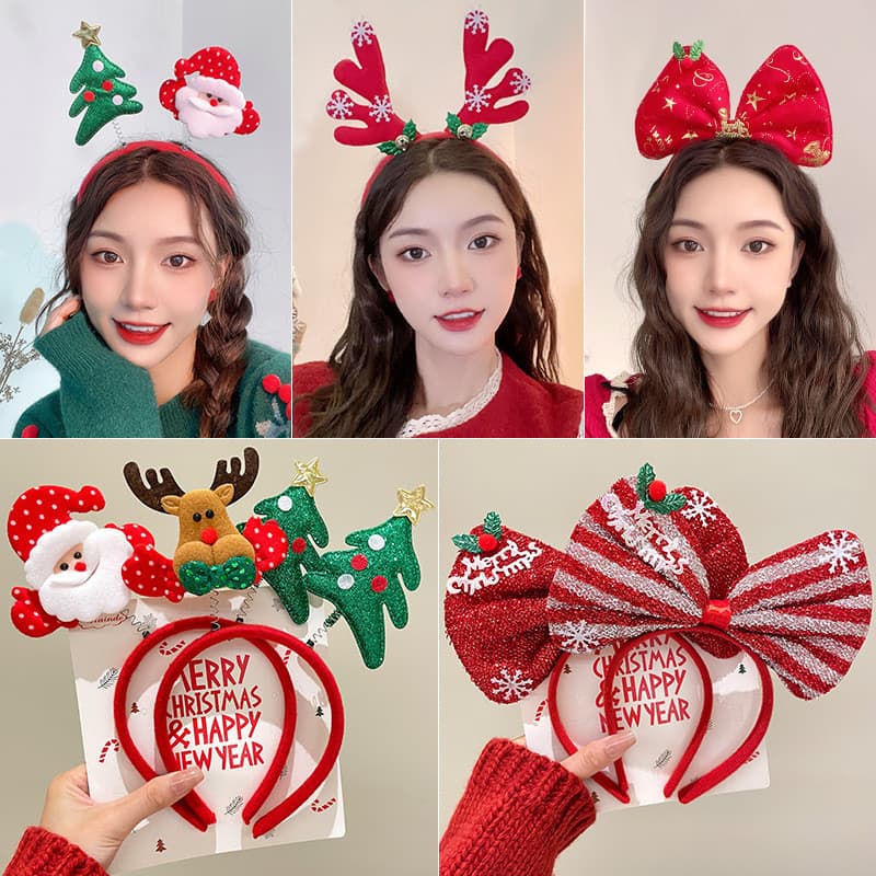 Chapéu de natal bandana crianças feriado Headwear Mori série Elk chifres bandana feminino bonito papai noel desempenho d