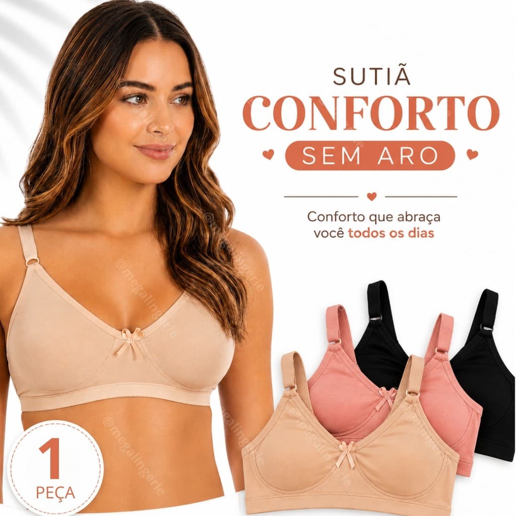 Sutiã Alta Sustentação Reforçado Sem Bojo Alça Larga - Sutia Normal