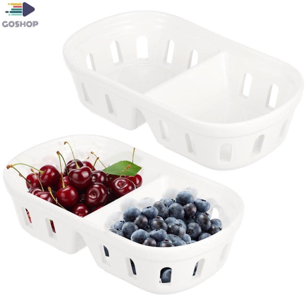 2 Pçs Cesta De Frutas De Cerâmica Empilhável Multi Funcional Coador E Vegetais Para Morango Cereja Uva Shopbc7022