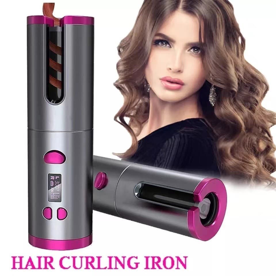 Modelador de cabelo automático sem fio com bateria recarregável de cerâmica embutida