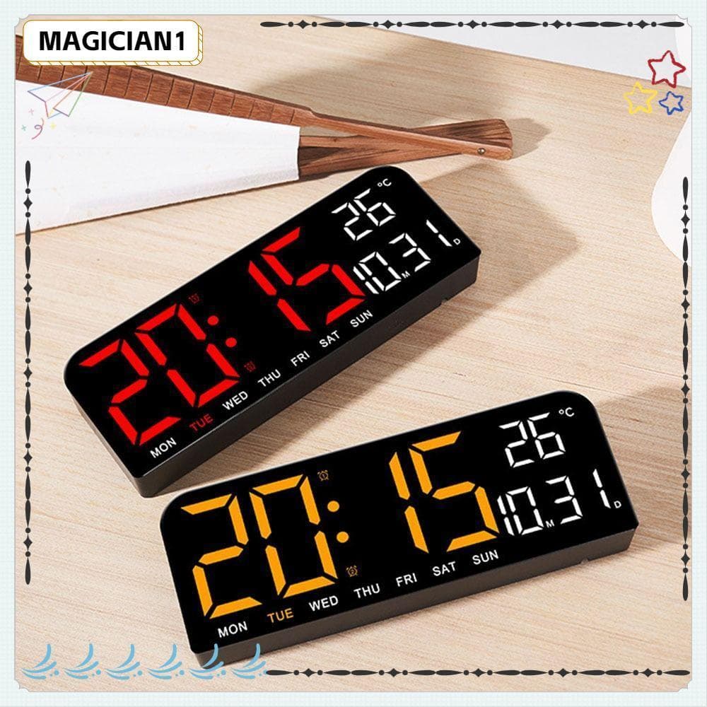 Relógio Digital LED de Parede e Mesa USB com Despertador Data Temperatura Calendário 12/24h Branco