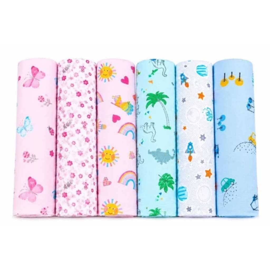 Kit 6 Cueiro Flanelado Estampado Macio e Confortável bebe 80x50cm 100% algodão Menino Menina Neutro