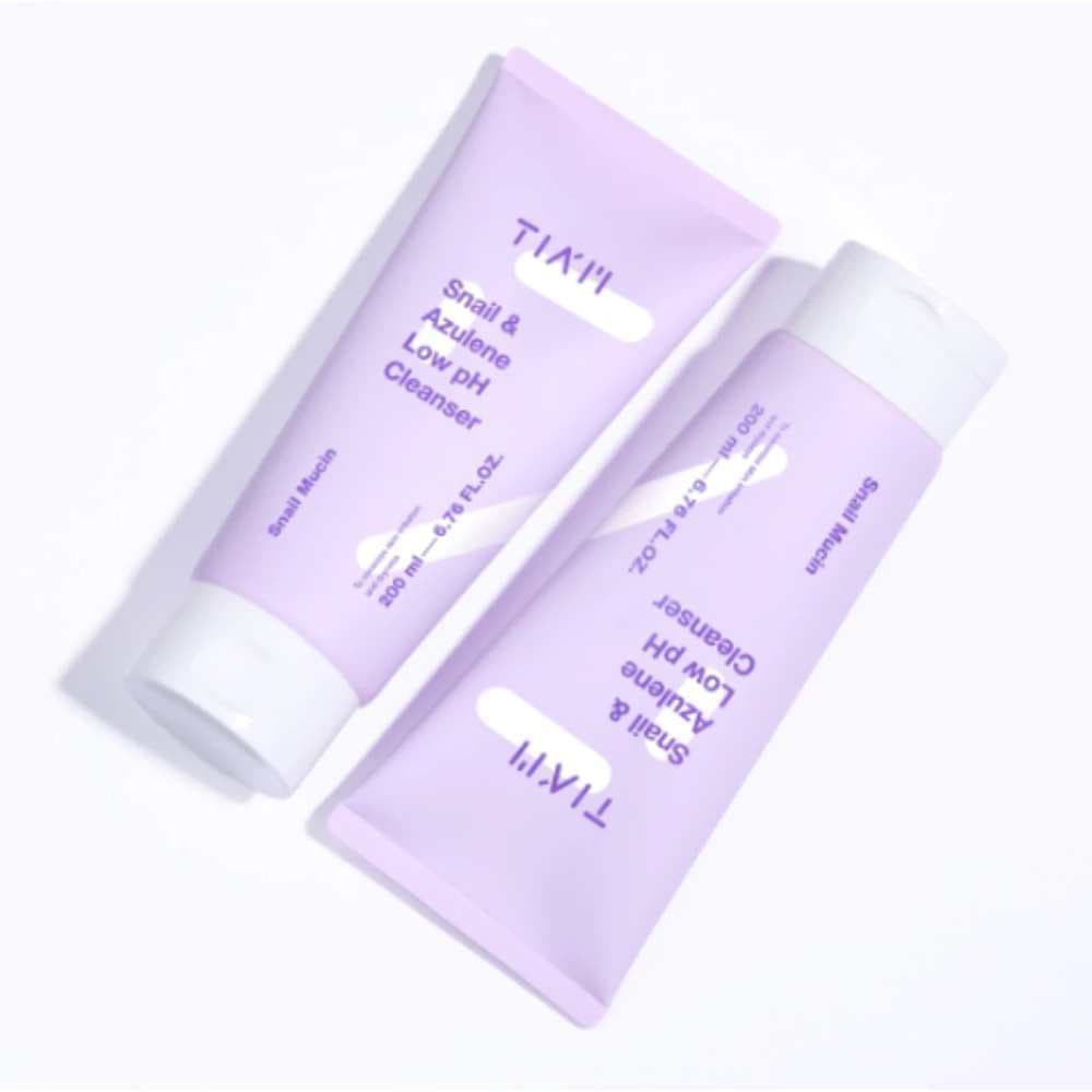 Gel de Limpeza Facial LowpH com Mucina de Caracol TIA'M e Extrato de Azuleno para Remover Sujeira, Aliviar Irritações, H