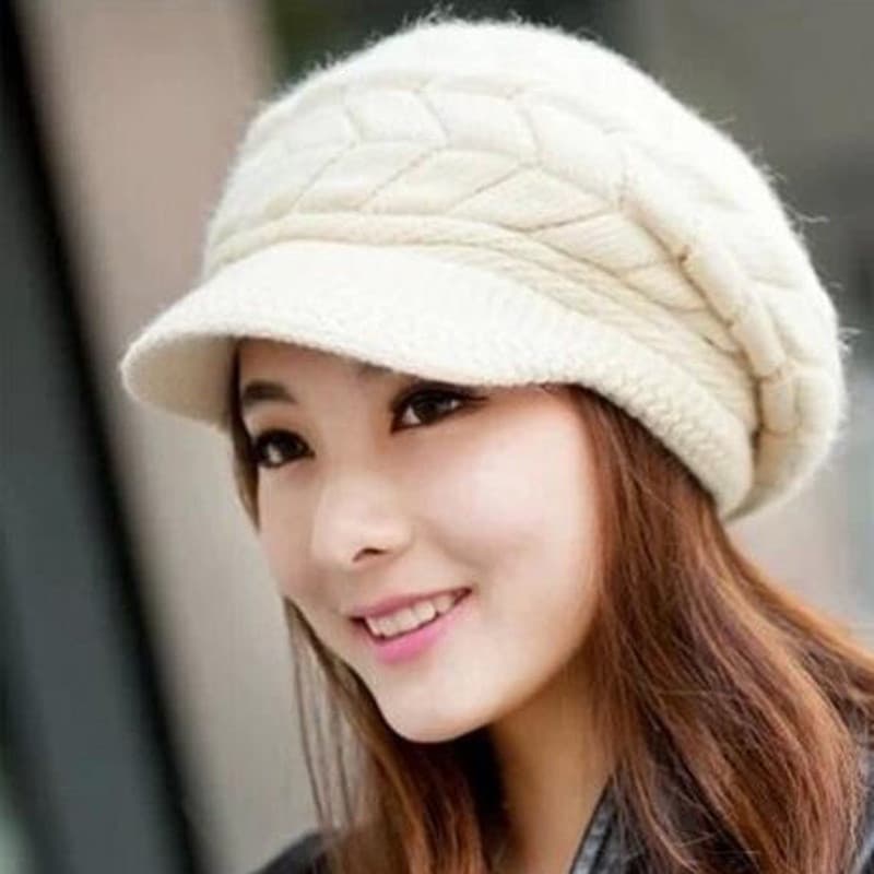 Boina Feminina Moda Inverno Quente Gorro Folgado Malha Crochê Chapéu Desleixado Boné De Esqui