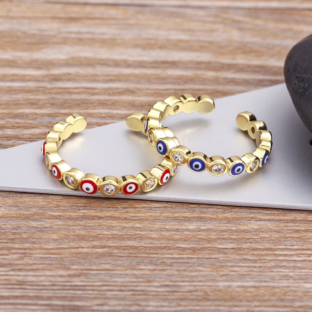Anéis de esmalte com design de diabo para homens e mulheres, com strass.