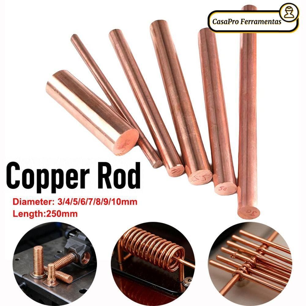 Haste De Cobre SUNSHINY , Comprimento 250mm T2 Barra Redonda , Diâmetro DIY 3-10mm Vermelho