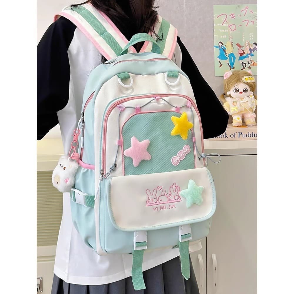 Estilo Preppy bonito fresco contraste cor mochila meninas júnior escola secundária estudantes universitários mochila de