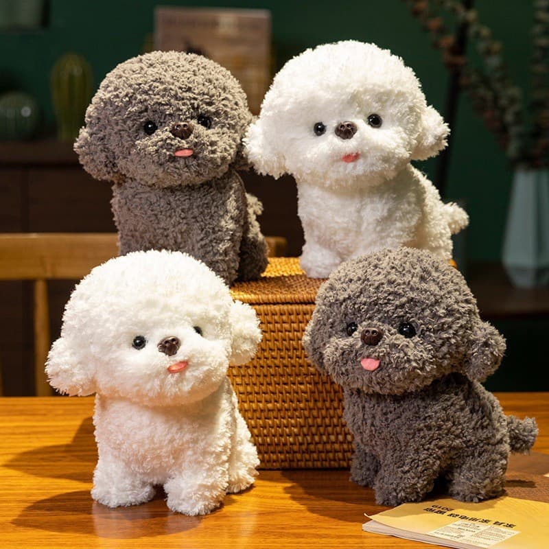 Bonito bonito bonito filhote de cachorro Bichon cão boneca brinquedo de pelúcia boneca crianças acompanhando reconfortan