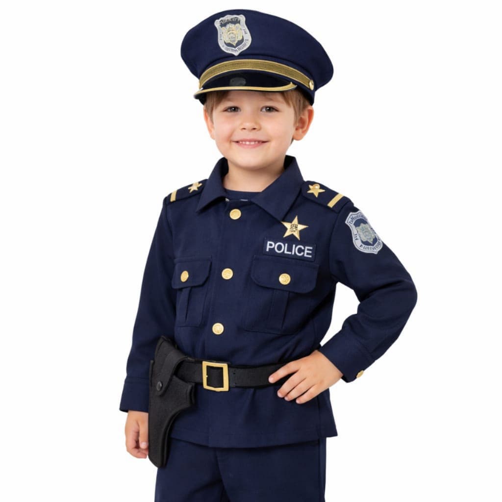 Kit Completo de Fantasia de Polícia para Crianças (Meninos e Meninas) 4 Peças Uniforme de Cosplay Infantil para Festa de