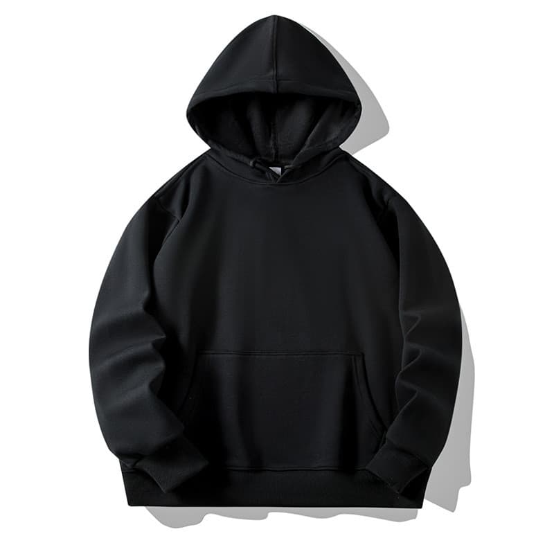 Moletom com capuz de cor sólida para outono e inverno, forrado com fleece, com bolsos, jaqueta unissex com forro de flee