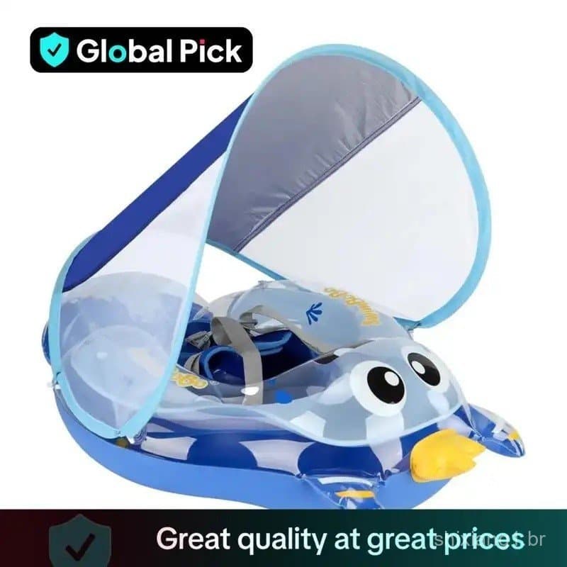 Boia Inflável para Piscina, 1 Unidade, Boia de Natação com Padrão de Desenho Animado e Toldo Removível, Presentes para C