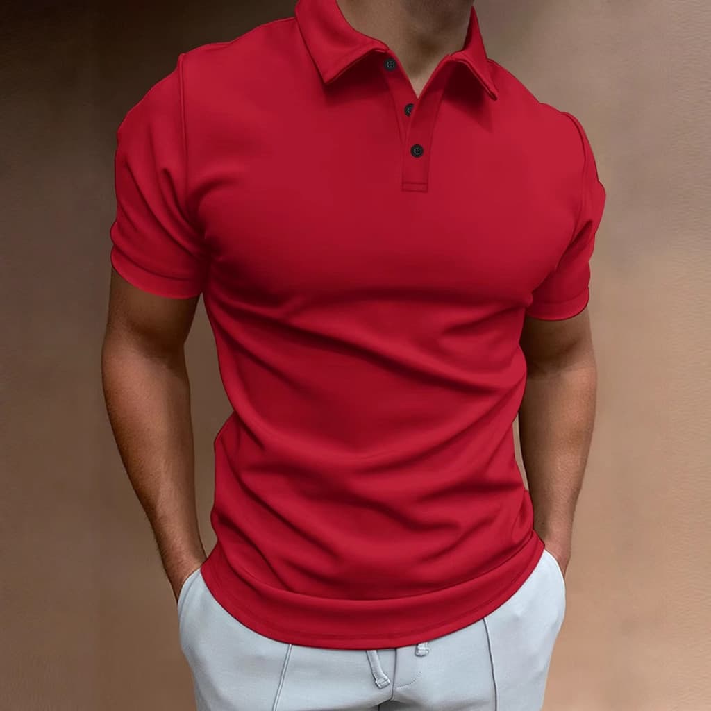Camisa polo masculina casual de manga curta com botões de lapela refrescante e confortável Top casual
