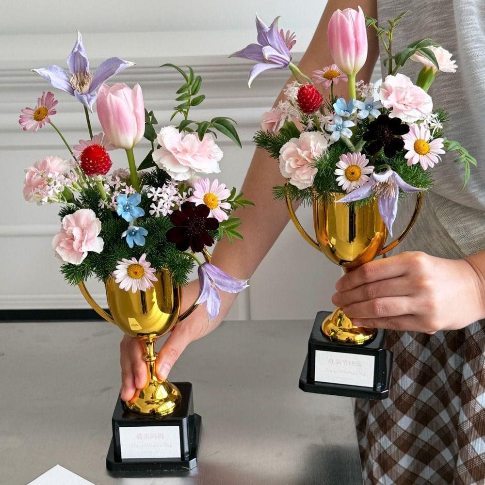 Troféu De Flores AHMVEX Para Competição , Vaso De Celebração De Arranjo Floral , Romântico