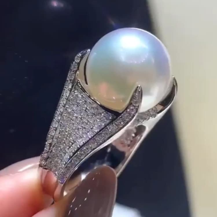 S925 prata esterlina pérola simples anel moda jóias feminino estudante anel de casamento presente por atacado