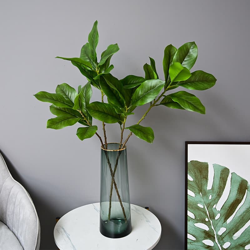 Flores artificiais folhas de magnólia artificial sentir ramos grandes flores artificiais folhas verdes ramos casa Interi